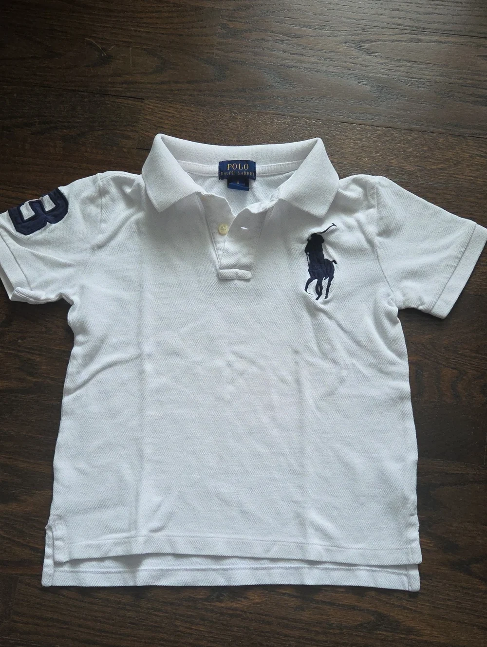 Ralph Lauren Boys White Polo Shirt with Navy Pony